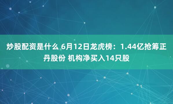 炒股配资是什么 6月12日龙虎榜：1.44亿抢筹正丹股份 机构净买入14只股