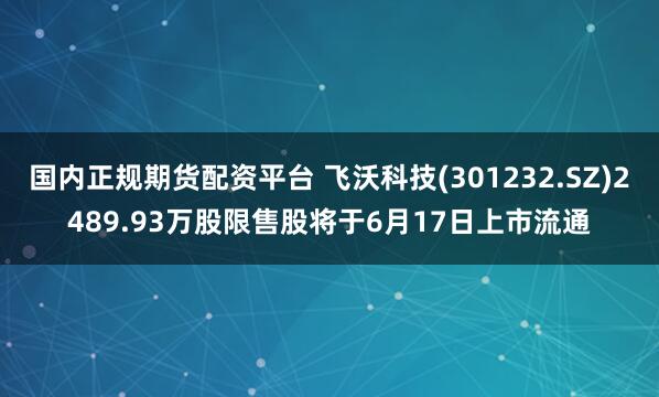 国内正规期货配资平台 飞沃科技(301232.SZ)2489.93万股限售股将于6月17日上市流通